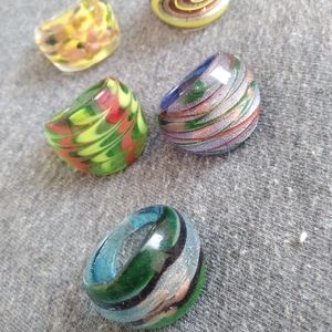 Lot of 5 glass rings
